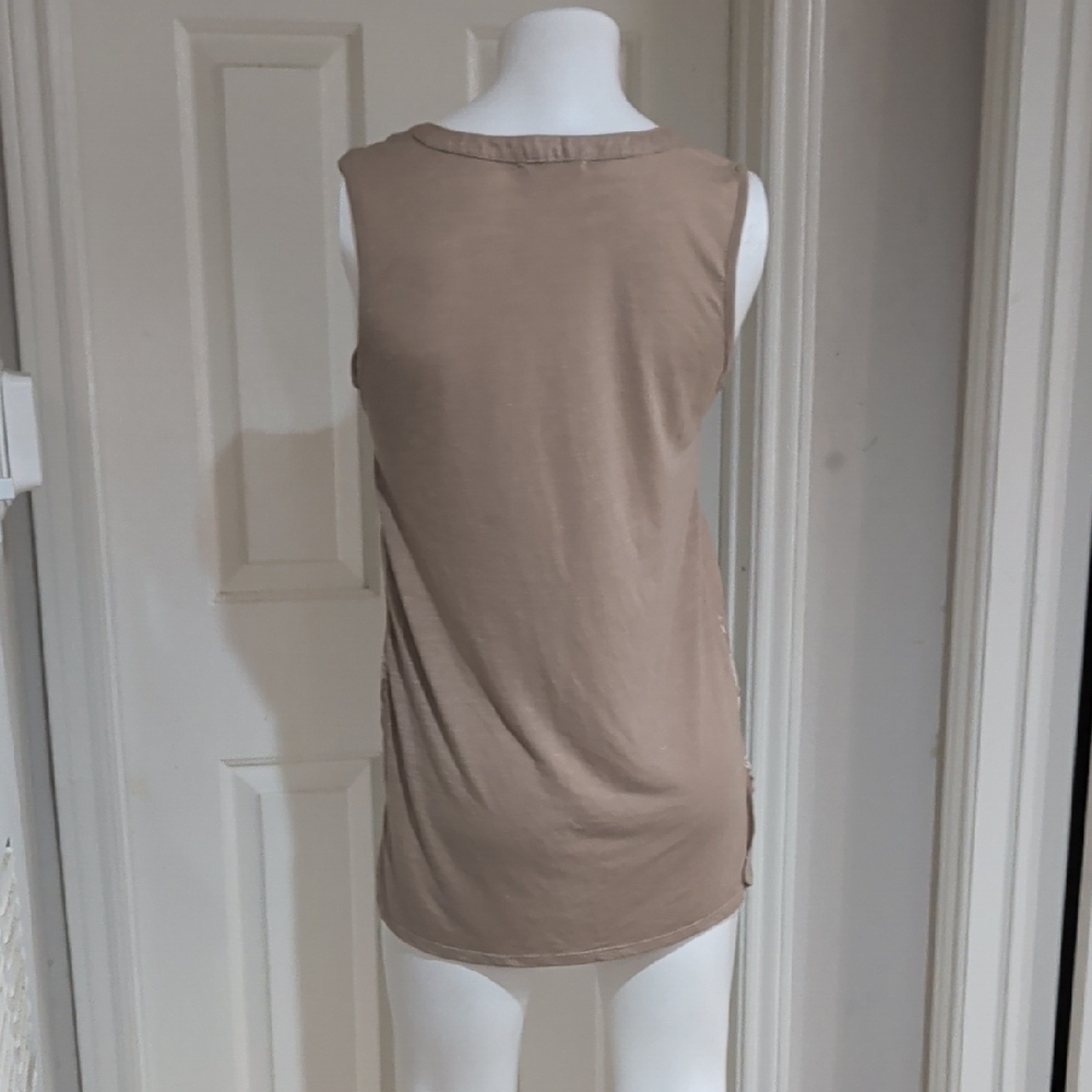 Retrology Sheer Sleeveless Embroidered Tunic Top - Taupe Women's Large - Picture 5 of 7